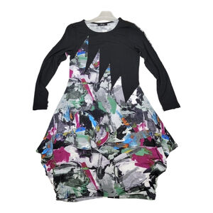 NWT Ever Sassy Stretchy Abstract Art Multicolor Long Sleeve Dress